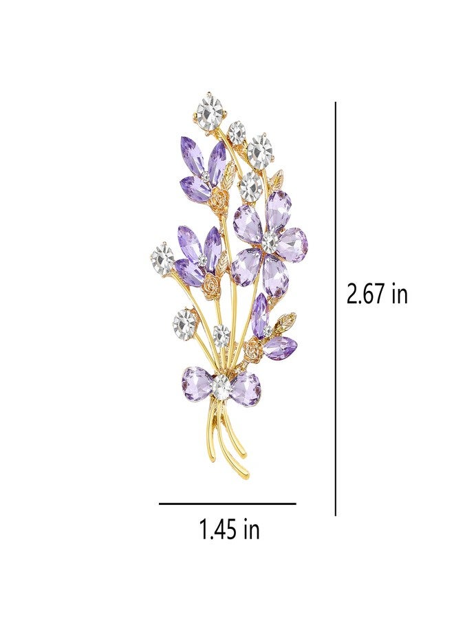 ZGGAZCA Purple Brooches for Women Vintage Flower Pin Elegant Brooch Pins for Ladies and Womens Sparkling Rhinestone Corsage for Mother Retro Floral Accessories - Image 2